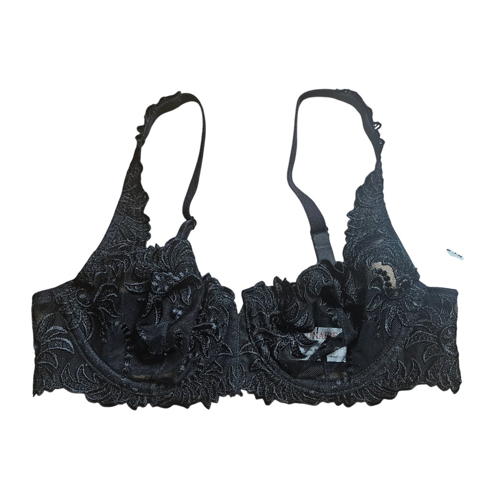 Lunaire Sevilla Embroidered Balconette Bra 32C Underwire Lingerie 14011 NWT